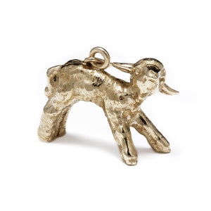 Collar de cordero de bronce - Collar de cordero vegano - Collar de cordero vintage - Collar de cordero dorado - Collar de animales - Joyería vegana