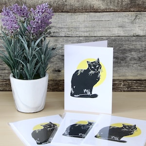 Salem - Tarjeta de felicitación en blanco - Impresión digital a partir de un corte de linóleo original