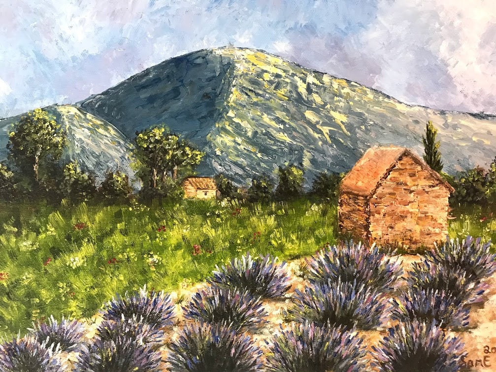 Lavandes et Contrastes - Tableau Peinture Paysage sur Toile à L'huile Provence Oil Painting Landscap