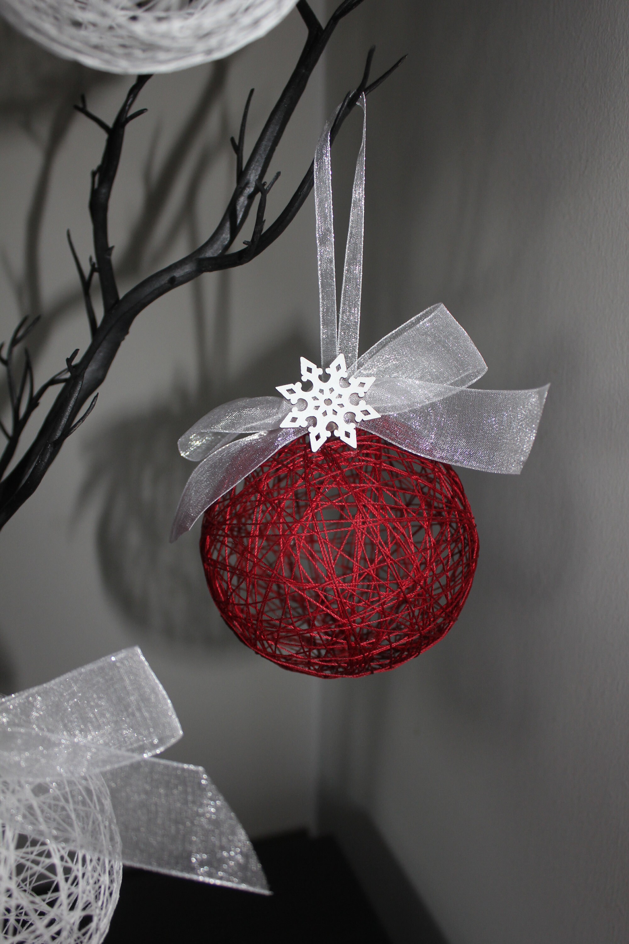 HANDMADE Christmas String Ball Bauble Decorations Set of 6  Etsy