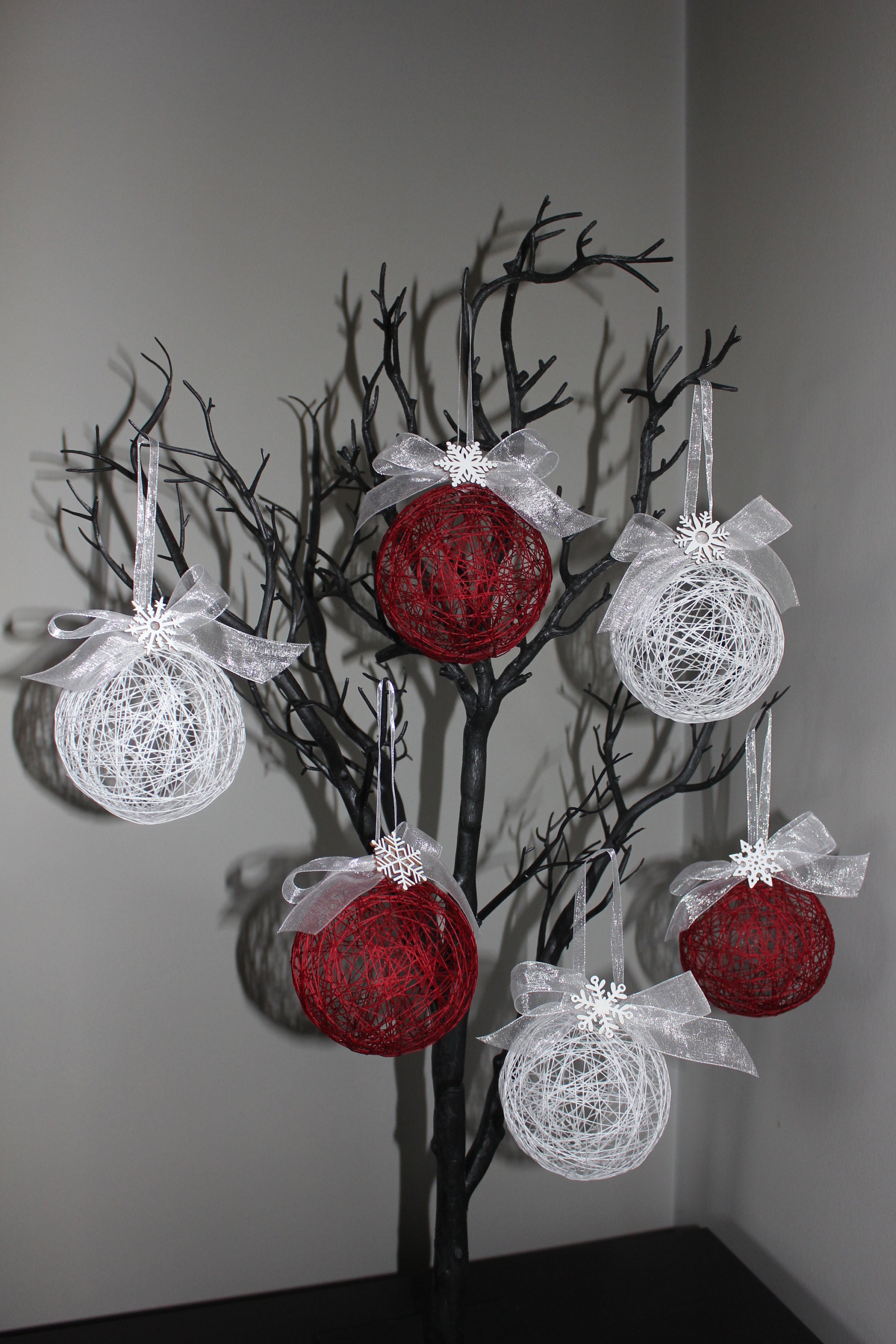 HANDMADE Christmas String Ball Bauble Decorations Set of 6  Etsy