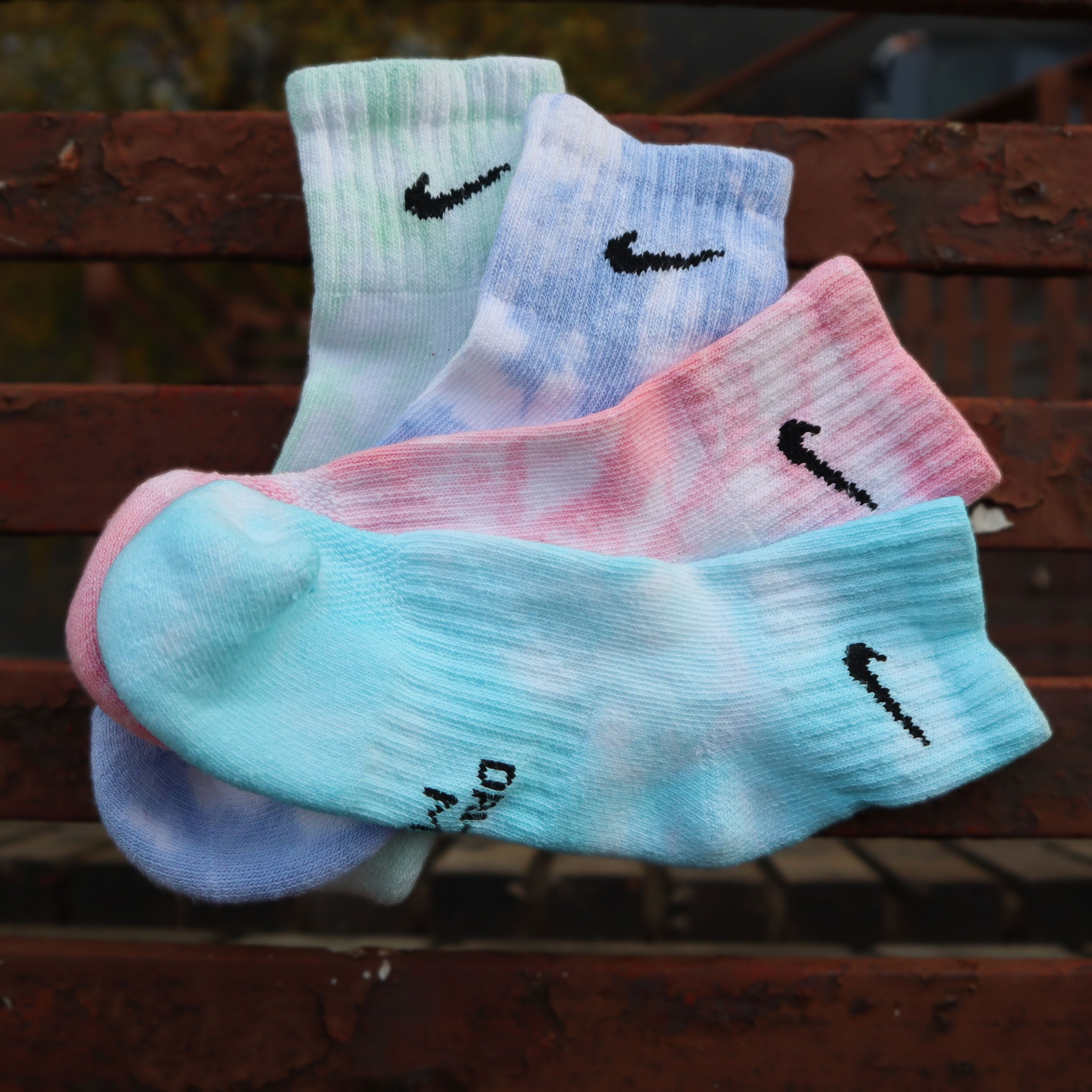 2Pairs Nike Ankle socks Tie dye pastels. Hand dyed. Custom Etsy