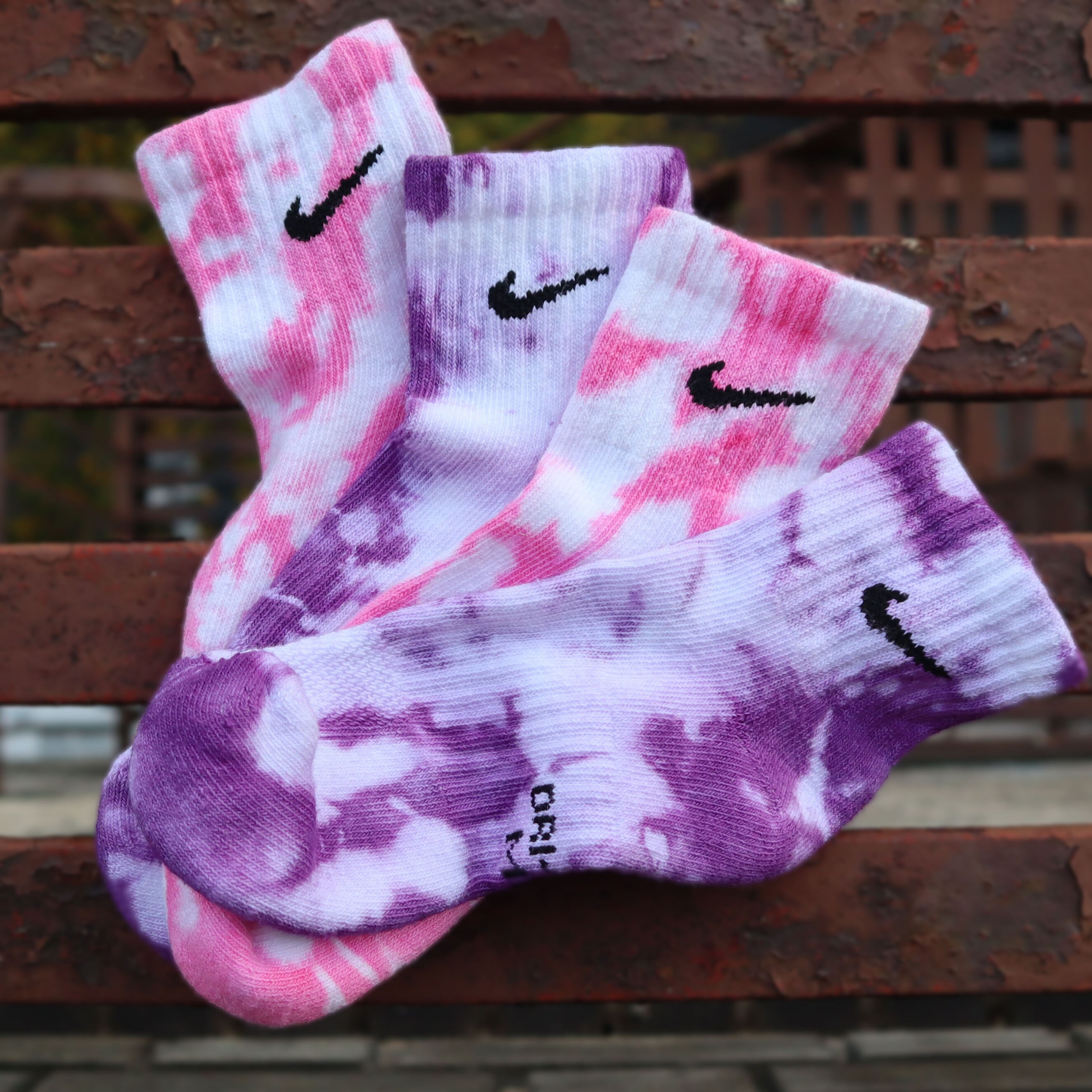 3Pairs Nike Ankle socks Tie dye pastels. Hand dyed. Custom Etsy