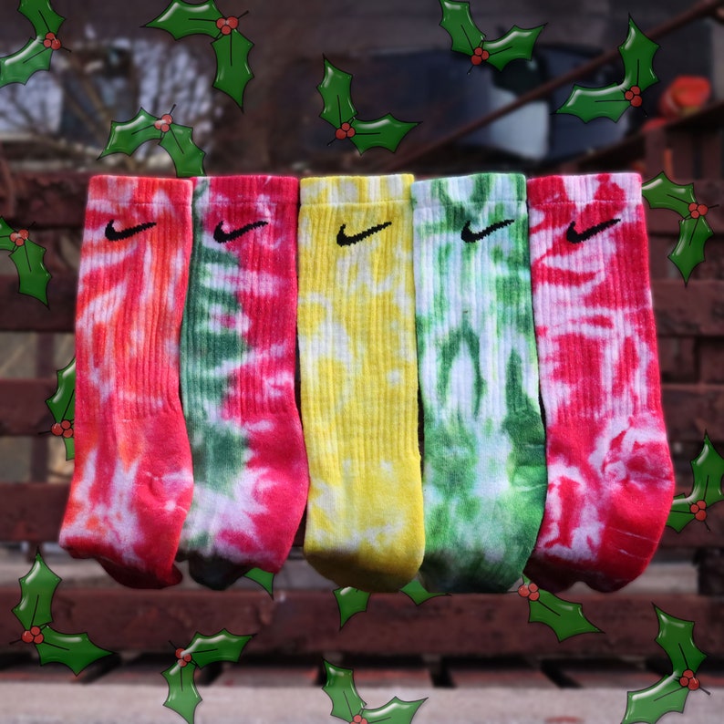 Nike Tie Dye Christmas Socks Holiday Socks Christmas Socks Etsy