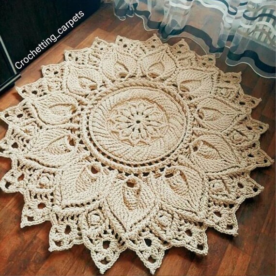 Handmade Large crochet rug with relief pattern for floor Etsy