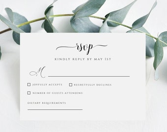 Minimalist RSVP Card Template – Editable Wedding Stationery (Digital Download)