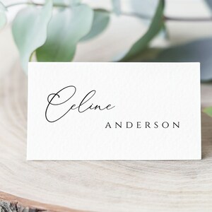 Plantilla de tarjeta de lugar editable, tarjeta de lugar imprimible para bodas, texto editable, caligrafía moderna plana y plegada, descarga instantánea, PL24