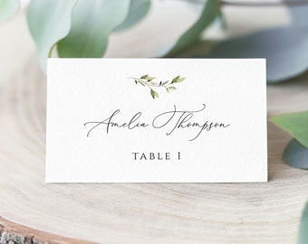 Editable Greenery Wedding Place Card Template (Digital Download)