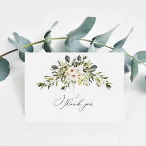 Floral Thank You Card Template, Greenery Flowers Thank You Card, Printable Wedding Thank You Card, Edith with Corjl
