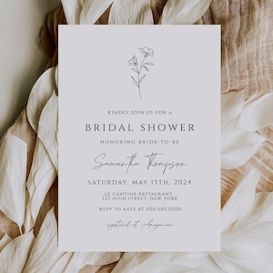 Modèle CORJL simple d'invitation de douche nuptiale, élégant, invitation minimale, minimaliste, moderne, 100 % modifiable, téléchargement immédiat