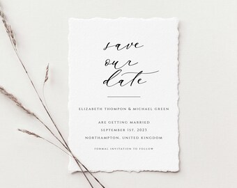 Minimalist Save the Date Invitation, Simple Elegant Template (DIY Instant Download)