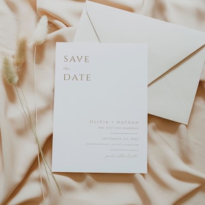 Modern Minimal Save the Date Template, Elegant Gold Wedding Save the Date, Customizable Save the Date Template, Printable Editable template