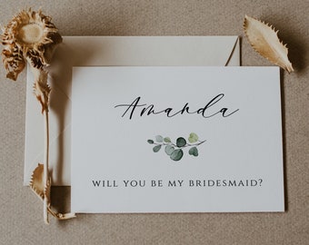 Modern Bridesmaid Proposal Card Template, Minimalist Will You Be My Bridesmaid Card, Maid Of Honor Proposal, Editable Instant DIY, CORJL