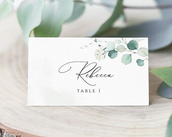 Eucalyptus Wedding Place Card Template, Greenery Table Seating (Digital Download)