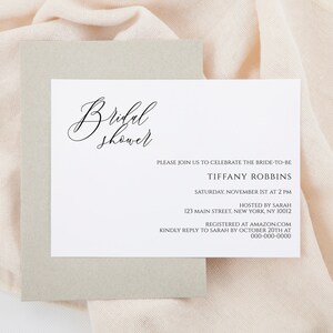 Minimalist Bridal Shower Invitation Template, Modern Bridal Shower Invite, Editable bridal invite, Calligraphy Bridal invitation, BRSH31