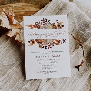 Herbst Herbst Hochzeit nichts Besonderes, nur Liebe Einladung, We Eloped Karte, Printable Elopement Empfang einladen, rustikale Terrakotta einladen DIY