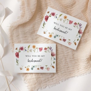 Wildflower Bridesmaid Proposal Card Template, Printable Will You Be My Bridesmaid Card, Boho Floral Bridesmaid Proposal invite, DIY image 5