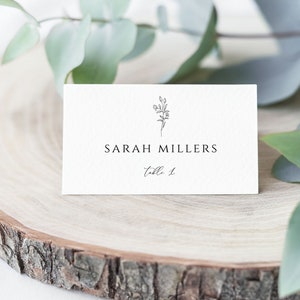 Plantilla de tarjeta de lugar editable, tarjeta de lugar imprimible para bodas, texto editable, caligrafía moderna plana y plegada, descarga instantánea, PL21