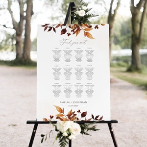 Fall wedding seating sale cards