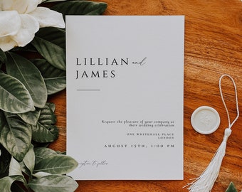 Minimal Modern Wedding Invitation, Simple Elegant Wedding Invitation Template, Printable Minimalist Wedding Invitation, Instant Download