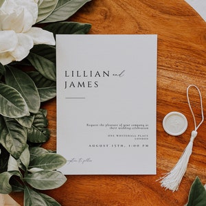 Minimal Modern Wedding Invitation, Simple Elegant Wedding Invitation Template, Printable Minimalist Wedding Invitation, Instant Download