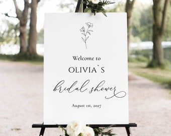 Minimalist Bridal Shower Welcome Sign Template, Editable Poster (Instant Download)