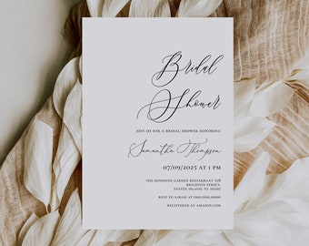 Simple Bridal Shower Invitation Template, Elegant, Minimal Invite, Minimalist, Modern, 100% Editable, Instant Download CORJL template