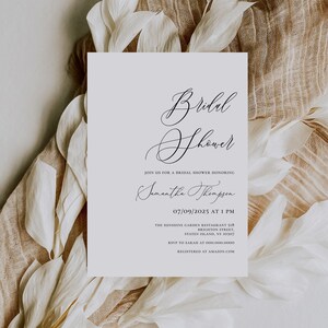 Simple Bridal Shower Invitation Template, Elegant, Minimal Invite, Minimalist, Modern, 100% Editable, Instant Download CORJL template