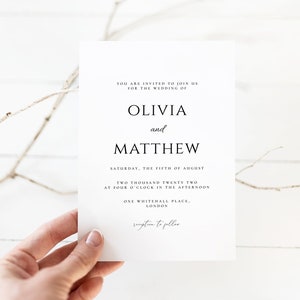 Plantilla de invitación de boda sencilla, descarga, plantilla de invitación de boda imprimible, invitación editable, edición con CORJL, WI07