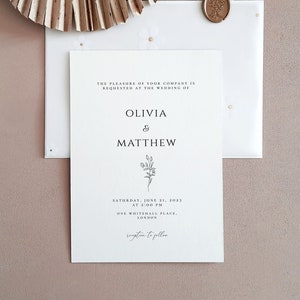 Faire-part de mariage simple, faire-part de mariage minimaliste moderne, modèle imprimable d'invitations de mariage, faire-part modifiable, modifier avec CORJL, WI23