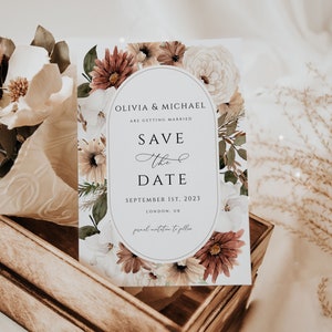 Boho Save the Date Hochzeitseinladungsvorlage, Boho Floral Datum Bekanntgabe Karte, Printable Editable Invite, CORJL