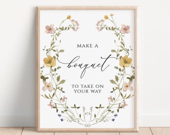 Wildflower Bouquet Bar Sign Template, Editable Shower Sign (8x10")