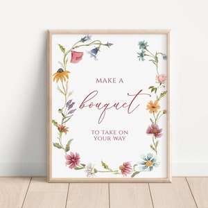 Wildflower Bouquet Making Sign template, Bouquet Bar Sign 8x10&quot;, Make a Bouquet, Flower Bar Sign, Shower Sign Printable Editable, CORJL