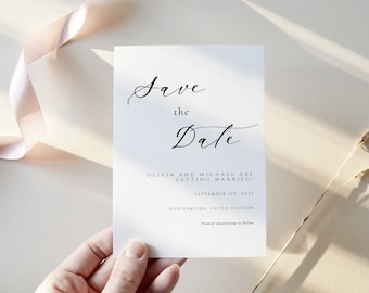 Minimalist Save the Date Template, Elegant Simple Card (DIY Instant Download)