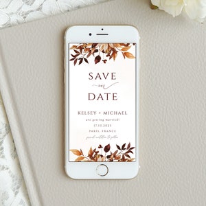 Invito elettronico per matrimonio autunnale autunnale, invito Save the Date per smartphone, download immediato, invito digitale, foglie autunnali, CORJL