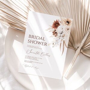 Boho Floral Bridal Shower Invitation, Bohemian Bridal Shower Invite, Boho Editable Printable Bridal shower template, DIY Instant Download