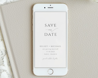Electronic Save the Date Evite Template, Virtual Wedding (Digital Download)