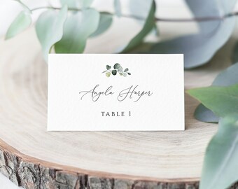 Eucalyptus Wedding Place Card Template, Greenery Printable (Digital Download)