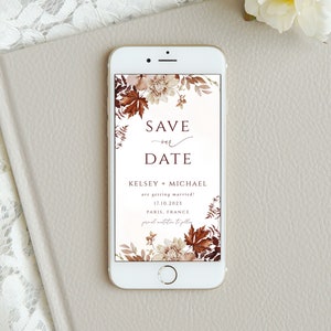 Invitation électronique de mariage automne automne, faire-part pour smartphone, réservez la date, téléchargement immédiat, invitation numérique, modèle CORJL modifiable