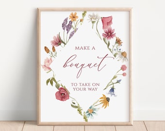 Wildflower Bouquet Bar Sign, Editable Floral Shower Sign (8x10")