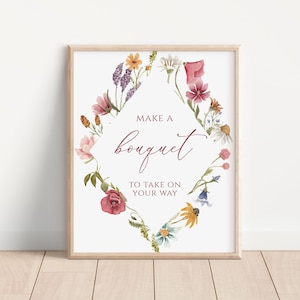 Wildflower Bouquet Making Sign template, Bouquet Bar Sign 8x10&quot;, Make a Bouquet, Flower Bar Sign, Shower Sign Printable Editable, CORJL