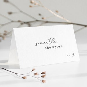 Plantilla minimalista para tarjetas de lugar de boda, tarjetas de lugar de boda modernas, plantilla editable e imprimible, edita con CORJL