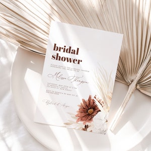 Boho Floral Bridal Shower Invitation, Bohemian Bridal Shower Invite, Boho Editable Printable Bridal shower template, DIY Instant Download