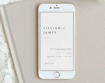 Modern Minimalist Wedding E-vite, Editable Smartphone Invitation (Digital)