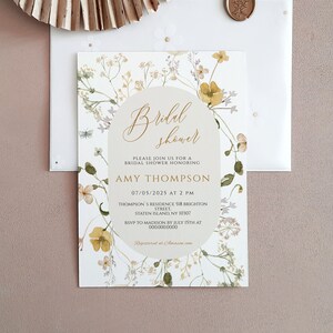 Wildflower Bridal Shower Invitation Template, Editable Floral Card (CORJL)
