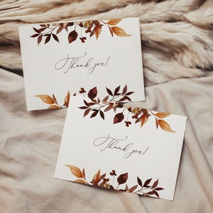 Herfst herfst bruiloft bedankkaartsjabloon, rustieke boho bedankkaarten, boho bloemen bruiloft bedankkaarten