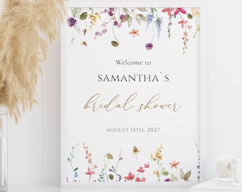Wildflower Bridal Shower Welcome Sign Template, Editable 8x10 (Digital Download)