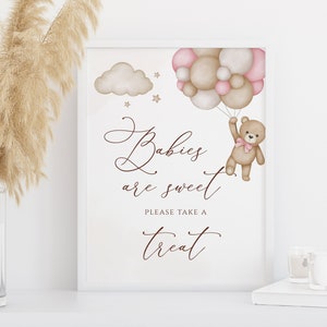 Teddy Bear Hot Air Balloon Babies are Sweet sign template, Baby Shower Decor We Can Beary Wait Decor Digital Printable Signage