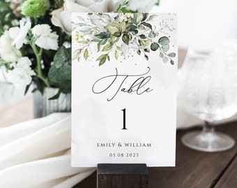 Eucalyptus Wedding Table Number Template, Editable Greenery Design (Digital Download)