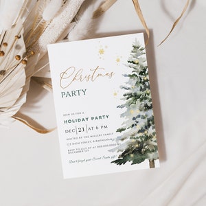 EDITABLE Holiday Party Invitation Template, Printable Christmas Party Invite, Holiday Party Invite, Instant Download, Christmas Tree card